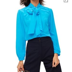 NWOT J Crew silk neck tie pussybow shirt